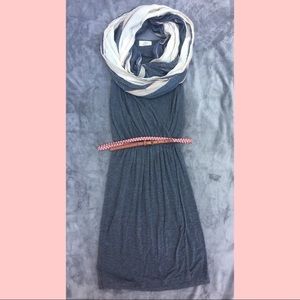LOFT dress, belts, scarf